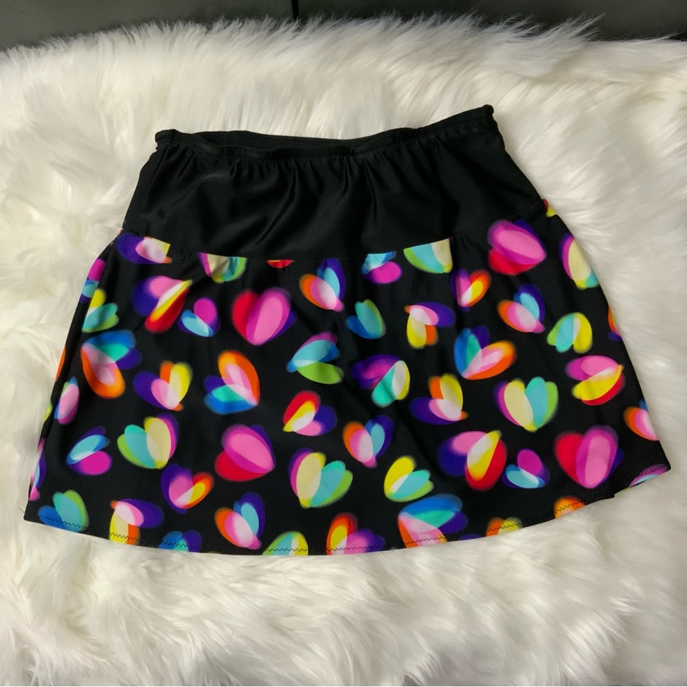 Sparkle Skirts (Boulder Athletic) Neon Light Hearts Running Skirt w/ Comp Shorts